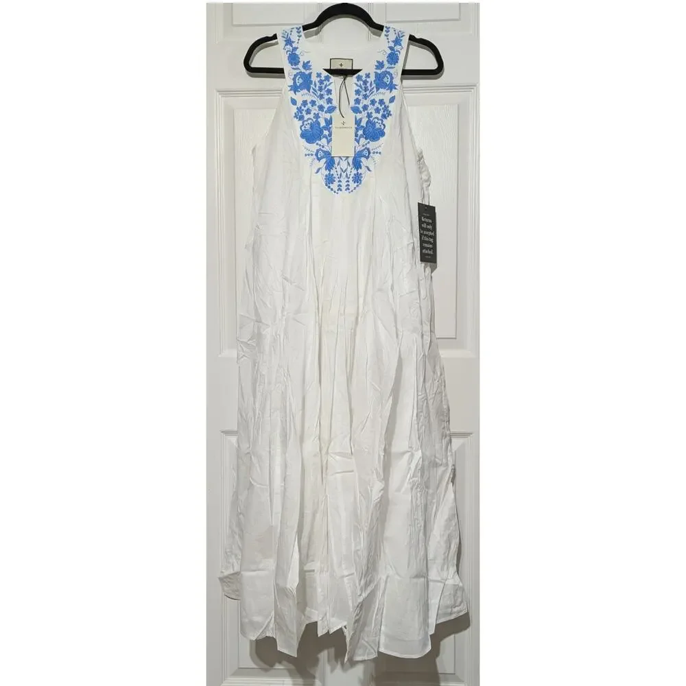 Tuckernuck White Cyprus Maxi Dress Large Floral Embroidered NWT Summer Vacation - Picture 10 of 10